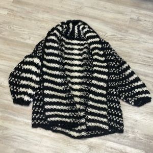 Mixed Striped Oversized Cardigan